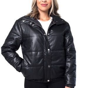 Kit +Sky Faux Leather Puffer Jacket Size Medium